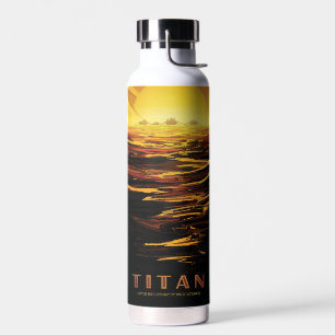 Titan largest moon of Planet Saturn Water Bottle