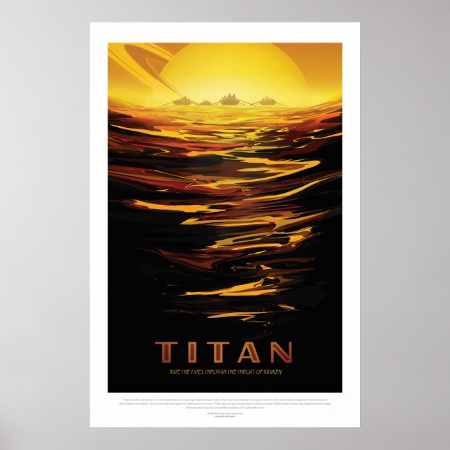 Titan Moon of Saturn vacation advert space tourism Poster (Front)