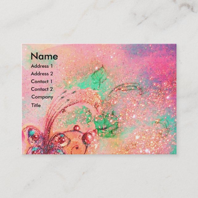 TITANIA / MAGIC BUTTERFLY PLANT IN GOLD SPARKLES BUSINESS CARD (Front)