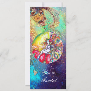 TITANIA ,pink yellow blue red sparkles Invitation