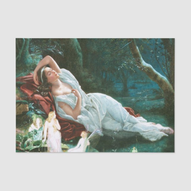 Titania Sleeping In The Moonlight Fairy Art Tissue Paper (Front)