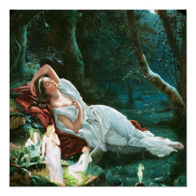 Titania Sleeping in the Moonlight Simmons Fae Art Poster (Front)