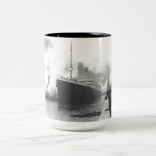 Titanic at the docks of Southampton Two-Tone Coffee Mug