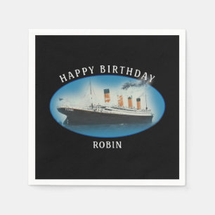 Titanic Birthday Black RMS White Star Line Ship Napkin