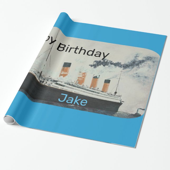 TITANIC Birthday Party Name Wrapping Paper (Unrolled)