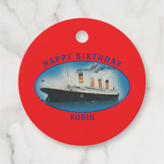 Titanic Birthday Red RMS White Star Line Ship Favour Tags
