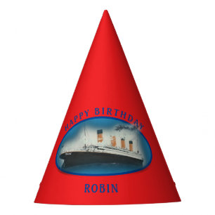 Titanic Birthday Red RMS White Star Line Ship  Party Hat
