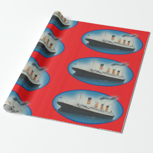 Titanic Birthday Red RMS White Star Line Ship Wrapping Paper