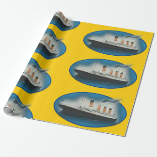 Titanic Birthday Yellow RMS White Star Line Ship Wrapping Paper