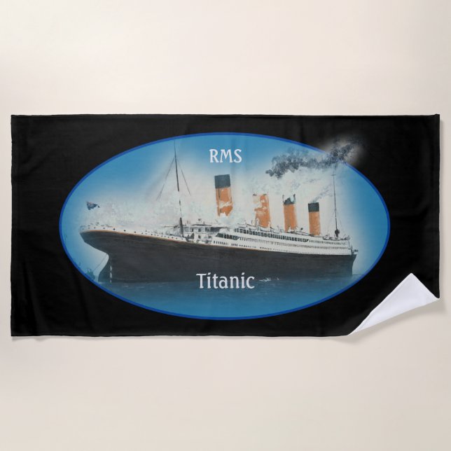 Titanic Black Maritime White Star Line Ship  Beach Towel (Front)