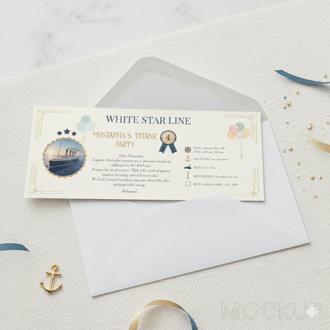 Titanic Boarding Pass Party Invitation (Creator Uploaded)