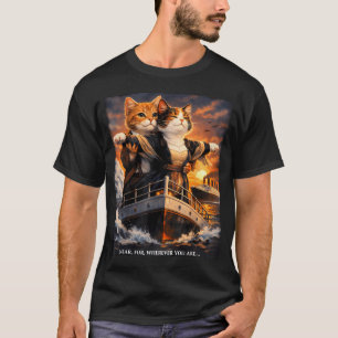 Titanic Cats Funny Romantic Parody Cute Cat Lover T-Shirt