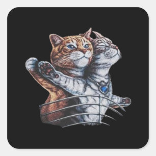Titanic Cats Funny T-Shirt, Men's Women's All Square Sticker