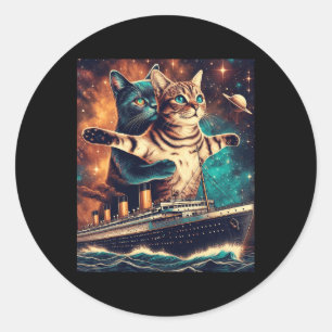 Titanic Cats Funny Tee Classic Round Sticker