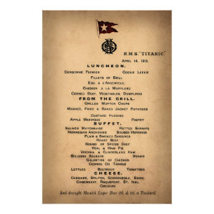 TITANIC Final Luncheon Menu 1912 Photo Print