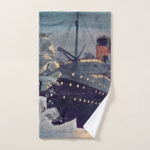 Titanic Hits Iceberg Hand Towel