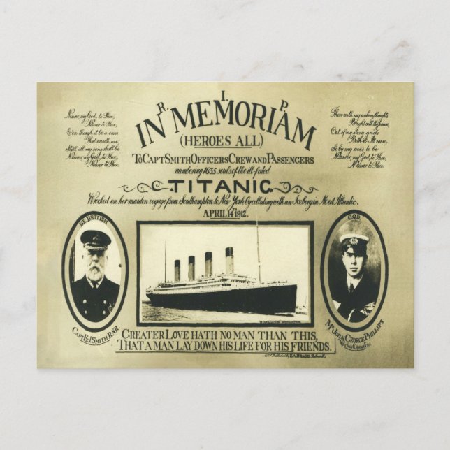 Titanic In Memoriam Postcard (Front)
