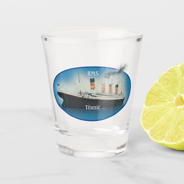 Titanic Maritime Blue White Star Line Ship Shot Glass (Front)
