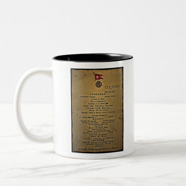 Titanic Menu Two-Tone Coffee Mug (Left)