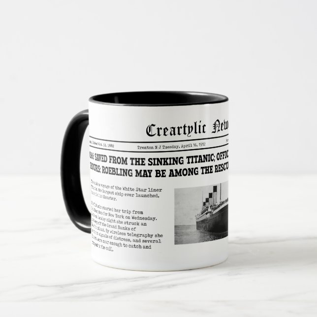 Titanic news mug (Front Left)