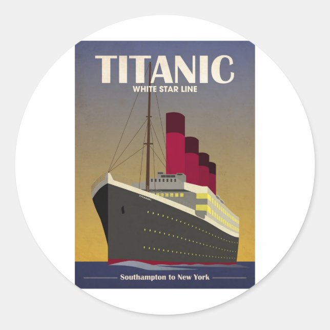 Titanic Ocean Liner Art Deco Print Classic Round Sticker (Front)