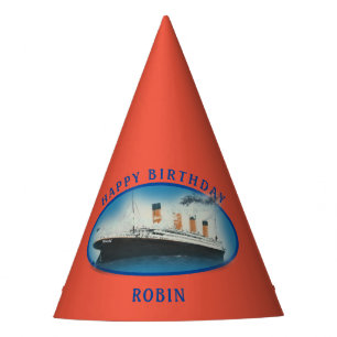 Titanic Orange Birthday Ship Party Hat