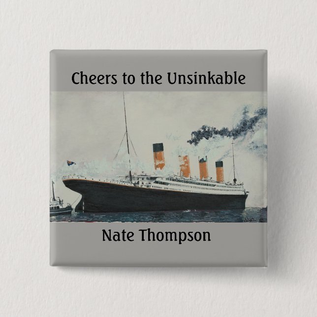 TITANIC PARTY 15 CM SQUARE BADGE (Front)