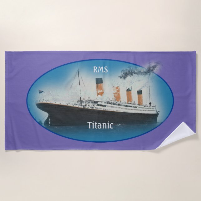 Titanic Purple Maritime White Star Line Ship Beach Towel (Front)