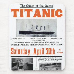 Titanic Queen Of The Ocean - White Star Line Mouse Pad
