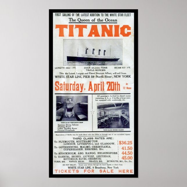 Titanic Queen Of The Ocean - White Star Line Poster (Front)