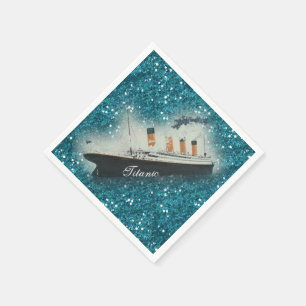Titanic Sapphire Glitter Glam White Star Line Ship Napkin