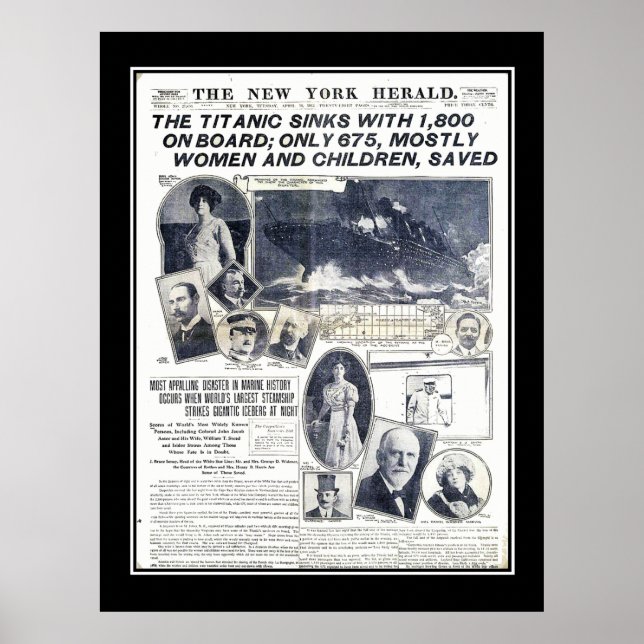 Titanic Series News of Sinking of Titanic Poster (Front)