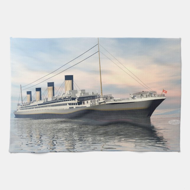 Titanic ship - 3D render Tea Towel (Horizontal)