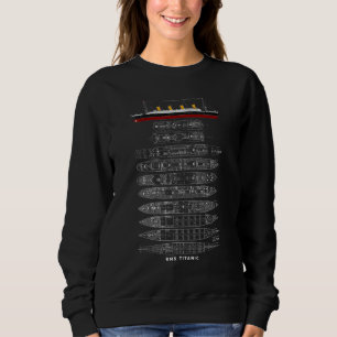 Titanic Ship Section Plan Atlantic Ocean Cruise Vo Sweatshirt