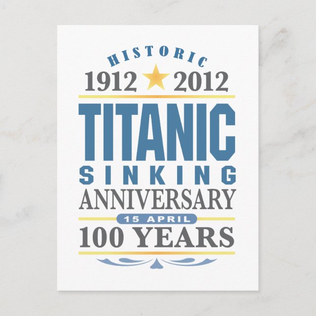 Titanic Sinking 100 Year Anniversary Postcard (Front)