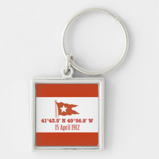 Titanic Sinking GPS Coordinates & White Star Flag Key Ring