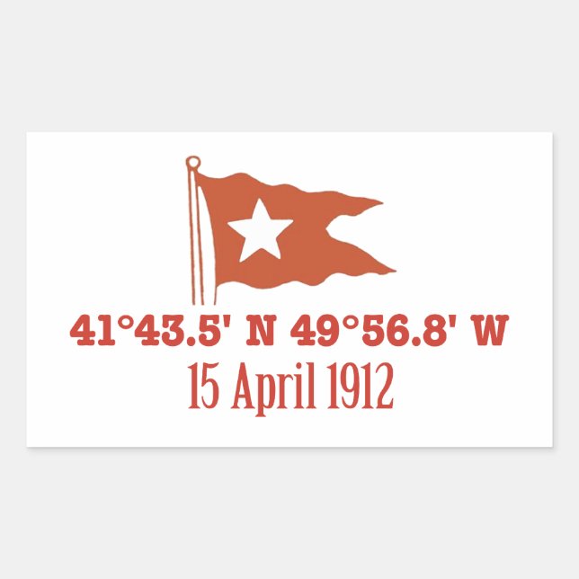 Titanic Sinking GPS Coordinates & White Star Flag Rectangular Sticker (Front)