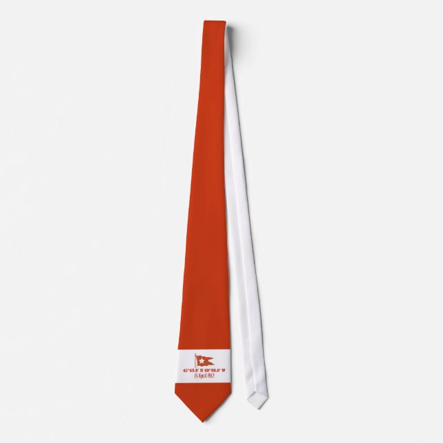 Titanic Sinking GPS Coordinates & White Star Flag Tie (Front)