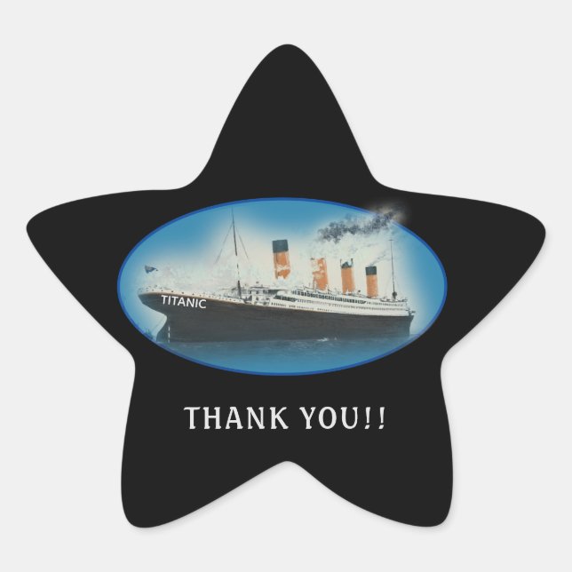 Titanic Thank You Black Favour Star Sticker (Front)