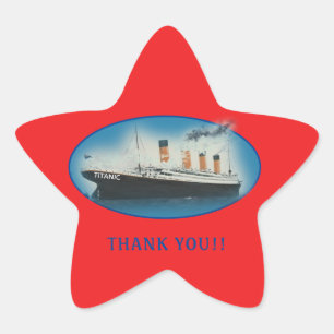 Titanic Thank You Red Favour  Star Sticker