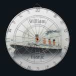 Titanic Vintage Iceberg Grey White Star Line Ship Dartboard<br><div class="desc">Titanic Vintage Iceberg Grey White Star Line Ship Dart Board. Personalise with your name to create unique Titanic Room Decor. This collection is available in four colours,  Iceberg Grey,  Ocean Blue,  Maritime Blue,  and Dark Blue Sea.  Visit the Titanic Decor for Him Collection for more fun ideas.</div>