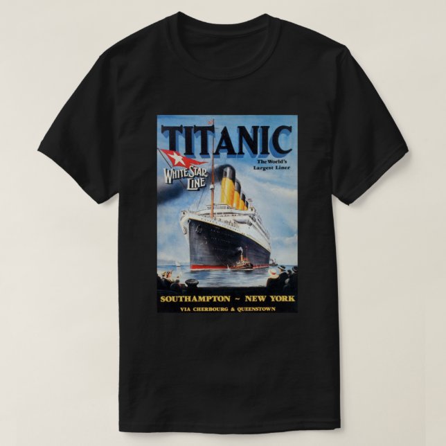 Titanic White Star Line - World's Largest Liner T-Shirt (Design Front)
