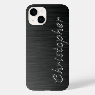 Titanium black and Silver Stainless Steel Metallic Case-Mate iPhone 14 Case