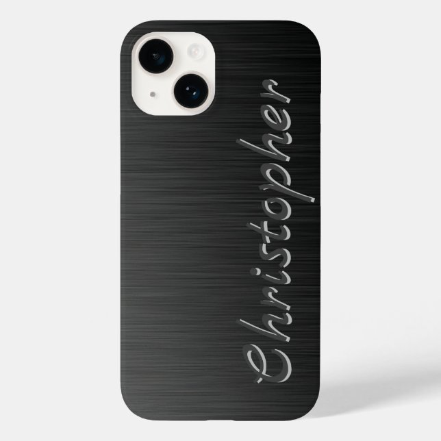 Titanium black and Silver Stainless Steel Metallic Case-Mate iPhone Case (Back)