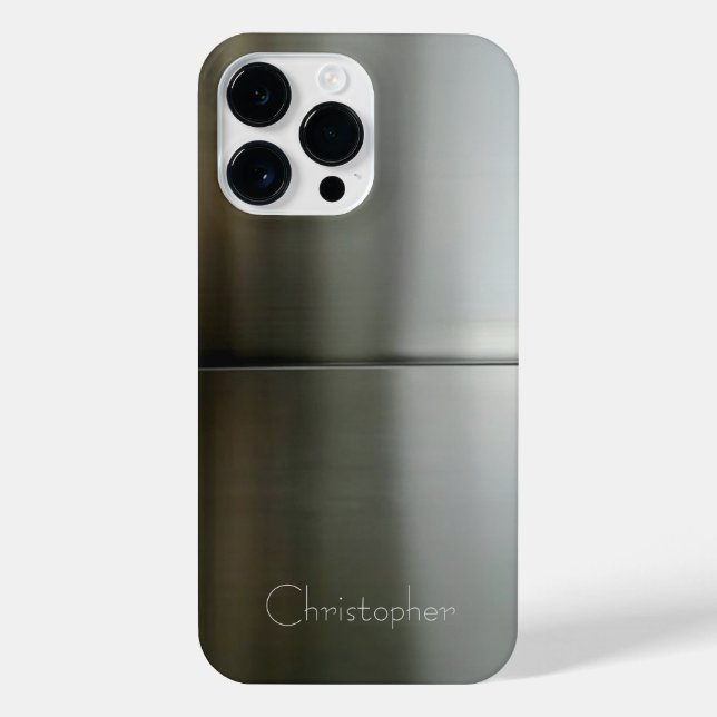 Titanium Black Silver Stainless Steel Print iPhone Case (Back)