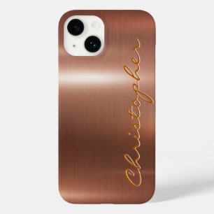Titanium bronze Shiny Stainless Steel Metal 15 Case-Mate iPhone 14 Case