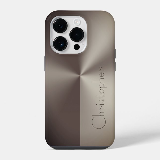 Titanium brown btainless bteel print iPhone case (Back)