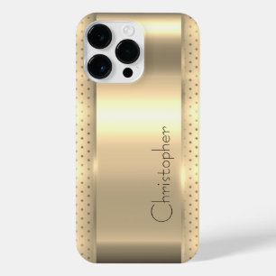 Titanium Gold Stainless Steel Print iPhone 14 Pro Max Case