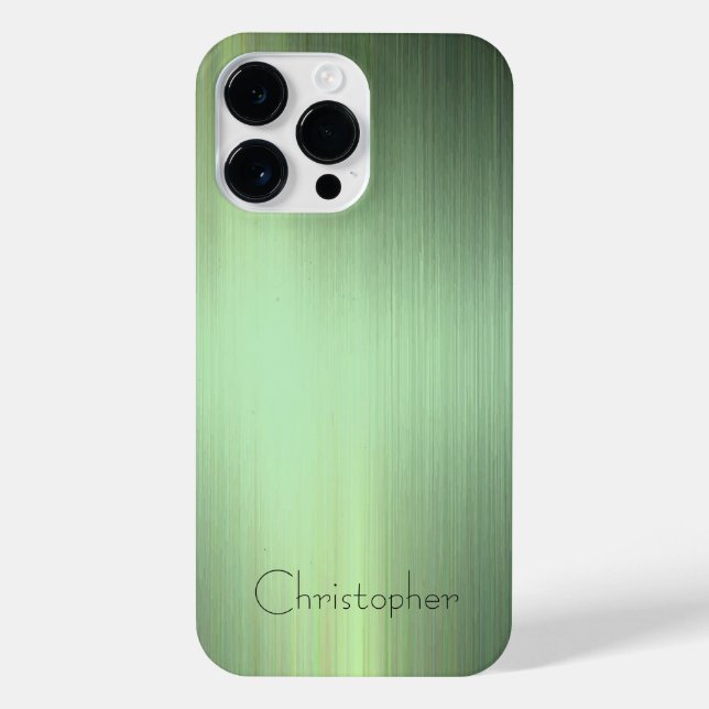 Titanium Green Silver Stainless Steel Print iPhone Case (Back)