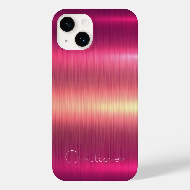 Titanium pink and Silver Stainless Steel Print 15 Case-Mate iPhone Case (Back)
